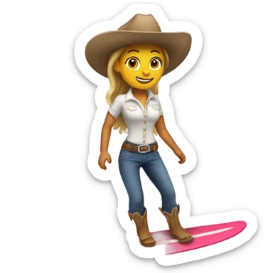 White Cowgirl surfing sticker