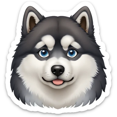 Black Alaskan Malamute dog with heterochromia, one brown eye and one light blue eye sticker