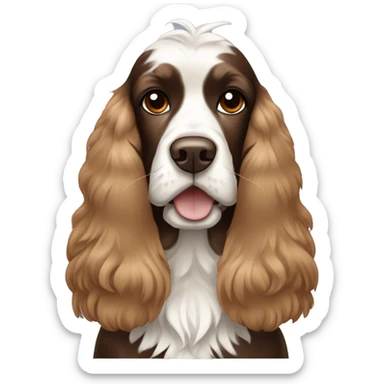 Brown and white Cocker spaniel with a Mohawk  sticker
