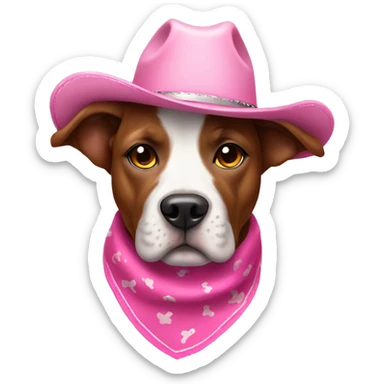 Staffordshire dog with golden eyes pink cowgirl hat and pink bandana  sticker