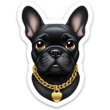 Black French bulldog with a gold chain sticker