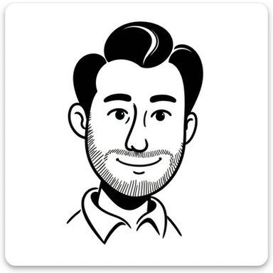 45-year-old man, brunette, hair slicked back, symmetrical facial features, medium nose, strong chin, espagnol beard sticker