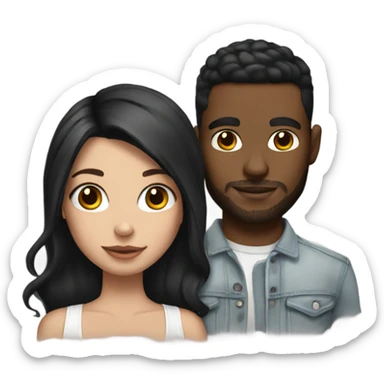 brunette girl with white boyfriend with tattoos sticker