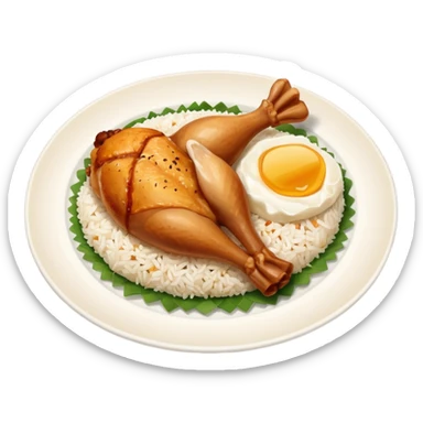 lunch rice with chicken, piece of the chicken leg only sticker
