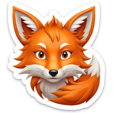 A sitting Mythical orange fox with eight tails  sticker
