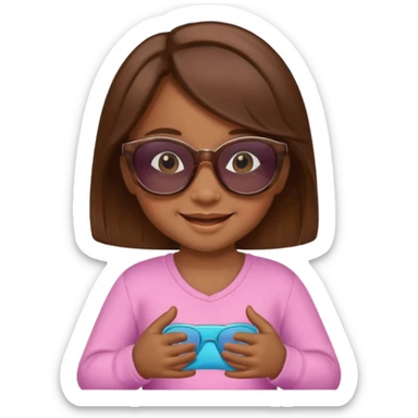 A Baby girl wiht Brown Hair and a sunn Glases sticker