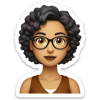 Chica blanca rizada con cat-eyeglasses  sticker