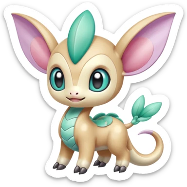 Colorful Smooth Soft Silky Cute Adorable Kawaii Glossy Oriental Stylish Exotic Meloetta-Palkia-Virizion-Stitch-Fakémon-creature-hybrid sticker