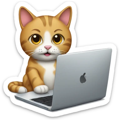 Cat with a laptop sticker