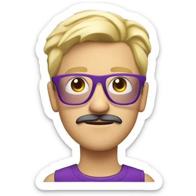 Blond guy with mustache and purple glasses, looking cool sticker
