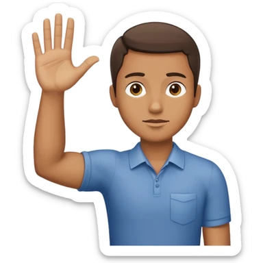 The man extends his arm forward, indicating that he refuses. sticker