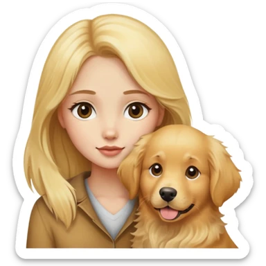 blonde girl with golden retriever dog sticker
