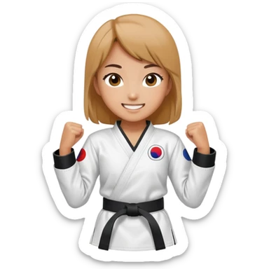 Taekwondo Korean girl with a black belt smiling  sticker