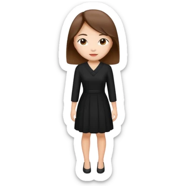 asian young woman brown-haired in black daily dress  sticker