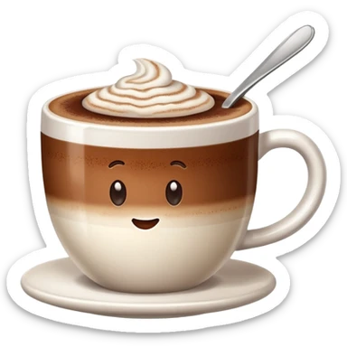 Cappuccino with frothy milk and a sprinkle of cocoa on top sticker