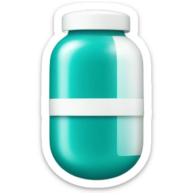 teal and white medicine capsule sticker