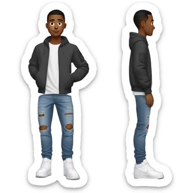 Cool Boy with Nike tech fleece and air force 1 and jeans  sticker