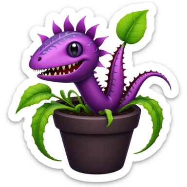 Black and purple Venus flytrap with vines sticker
