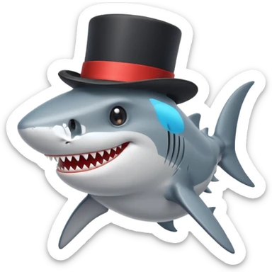 Shark with a top hat sticker
