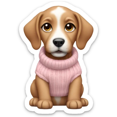 Cute puppy with light pink sweater sticker