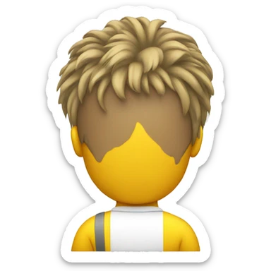 Back of a yellow mans head with hair sticker