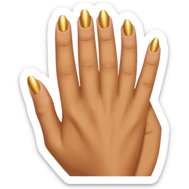 Tan skin hand with really short gold nails sticker