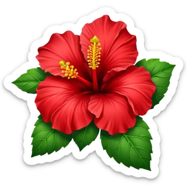  heart hibiscus like with green leaves sticker