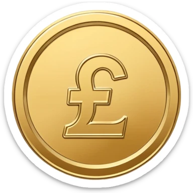 Minimal line-art icon of a single coin with a pound sign (£) in the middle, clean modern style, front-facing, simple outlines, no background, transparent, represents “income / profit / earnings sticker