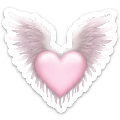 Light pink heart with angel wings  sticker