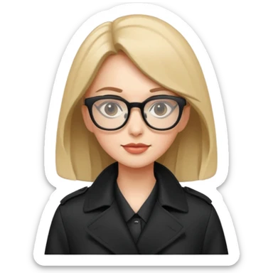woman in black trenchcoat and glasses sticker