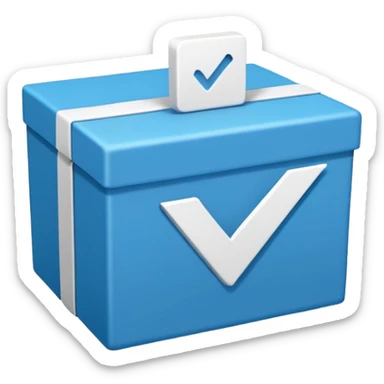 Side way check mark in bule box 2d not 3d sticker