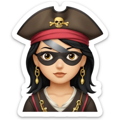 pirate girl with black hair band  sticker