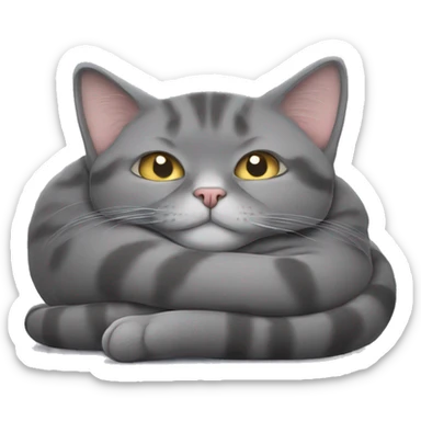 A gray British cat sleeps on its back sticker