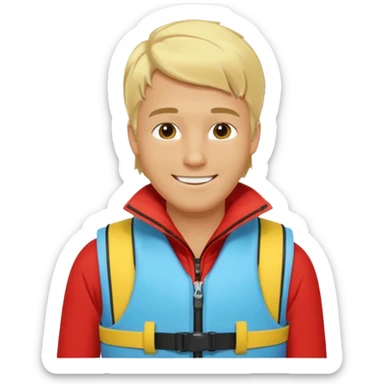 Jek Ski emoji Man on the Jek Ski blone hair Red lifevest, JekSki is BXW720 light blue yellow sticker