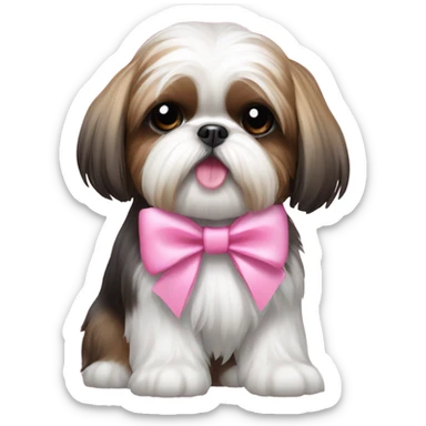Shihtzu with pink bow sticker
