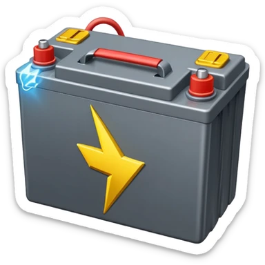 car battery with lightning emoji on top sticker