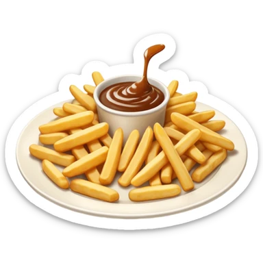 white cheese curds with gravy on fries in a white plate sticker