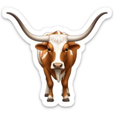 texas Longhorn, ridiculously long horns, full body, not skinny sticker