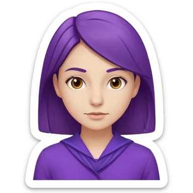 A young woman in 30s with purple clothes sticker