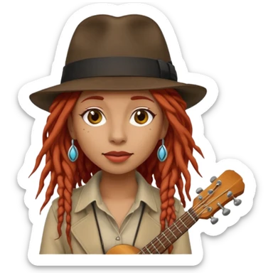 female red haired Musician with dreadlocks and fedora sticker