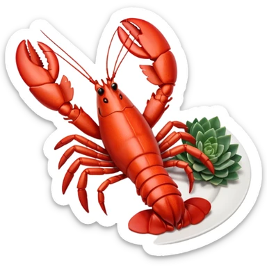 cooked lobster on a white plate, no garnish sticker