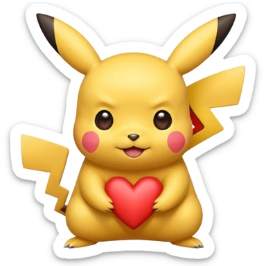 Pikachu  avec un coeur sur la tete sticker