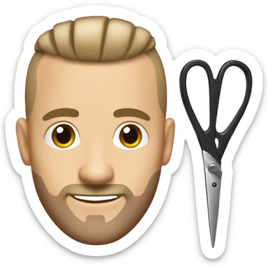 Caucasian barber with scissor face tattoo with a razor sharp hairline with a bald fade sticker