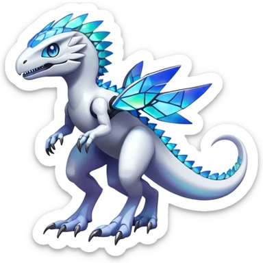 Shiny Futuristic Ethereal Fakemon-Pokemon-Digimon-Spectrobes-Raptor-fusion, full body sticker