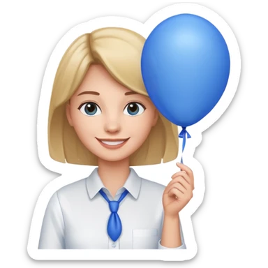 Woman with blue balloon, white shirt sticker