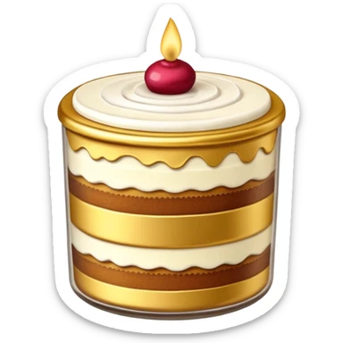A layered small jar of cake that is gold outline black background ONLY GOLD  sticker