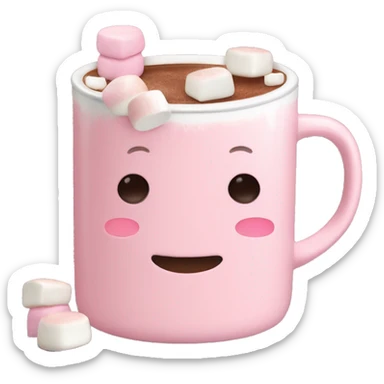 Light Pink mug of hot chocolate with marshmallows  sticker