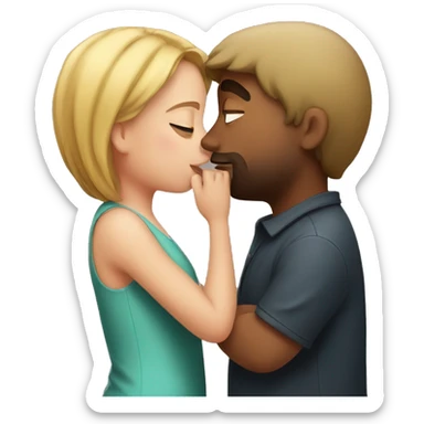 A tall fat boy kissing a short beautiful girl sticker