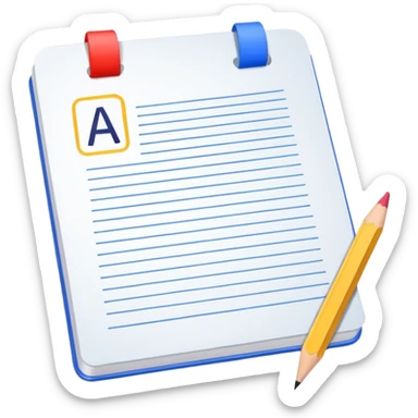 exam paper with “ABC” letters and a pencil sticker