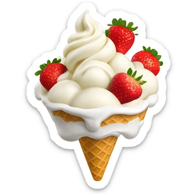 vanilla ice cream with strawberries and whipped cream on top  sticker